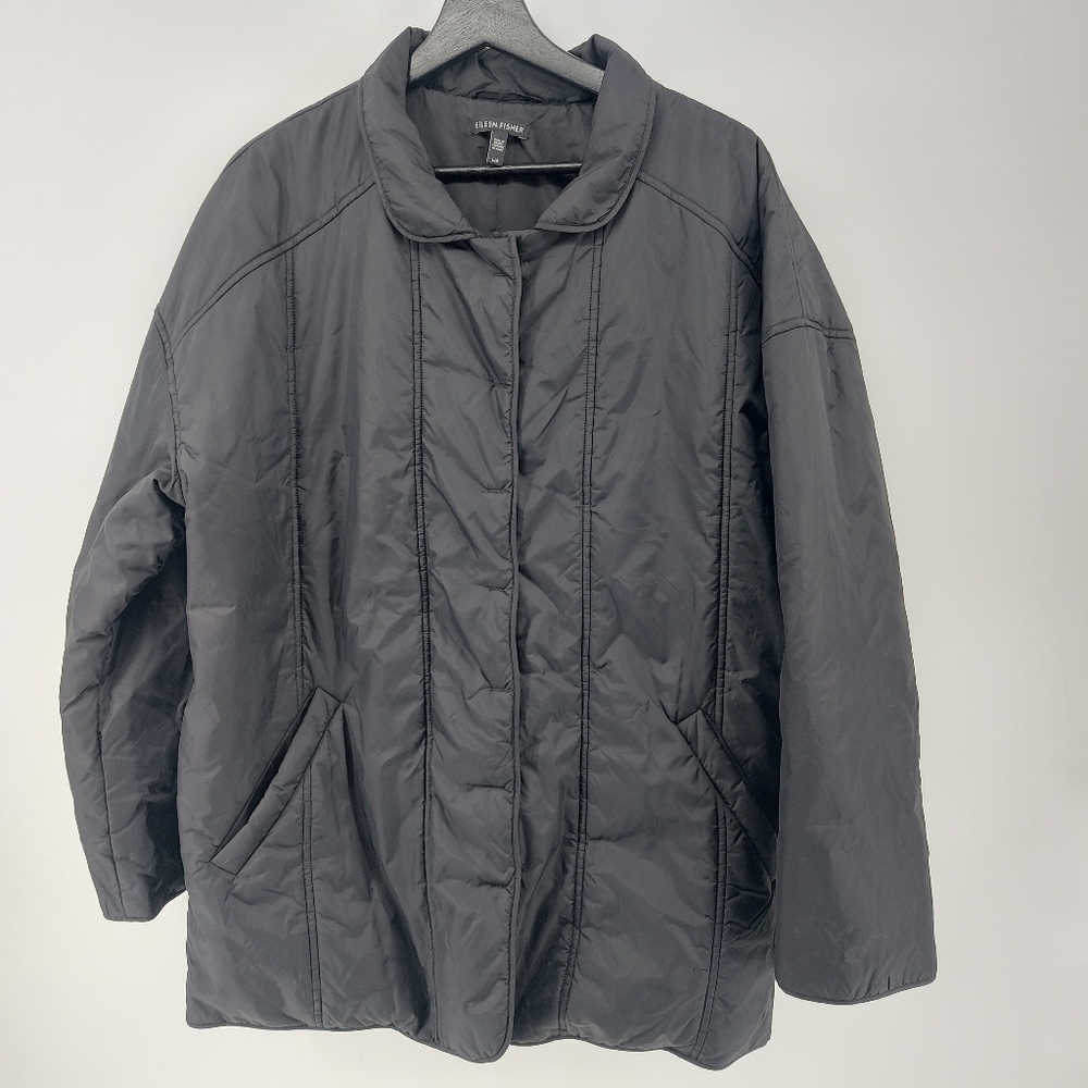 Eileen Fisher Black Nylon Weather resistant Jacket Size Large